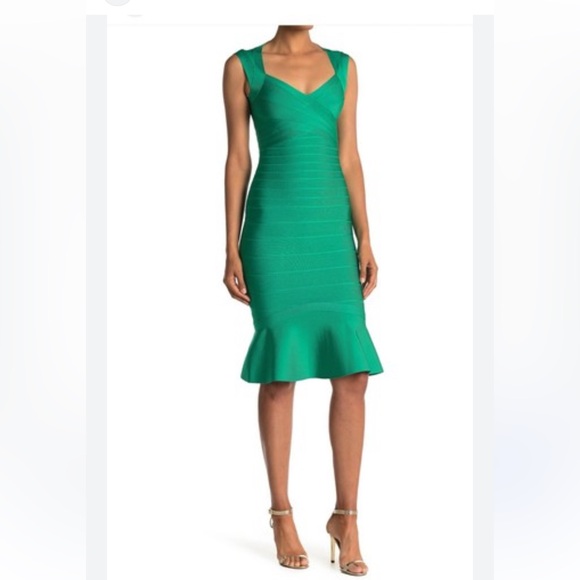 Herve Leger Dresses & Skirts - HERVÉ LÉGER Fluted cutout bandage dress Emerald dress
